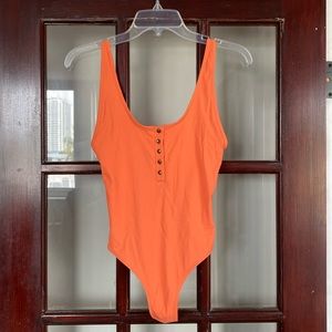 Zara Orange One-Piece Bathing Suit
